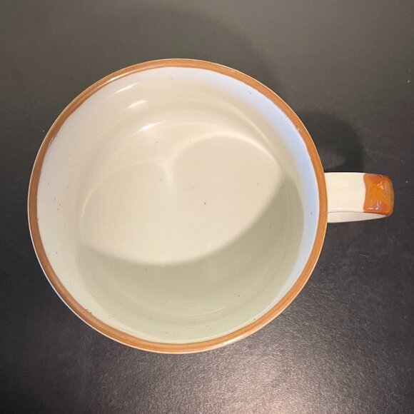 Vintage OTAGIRI Yellow Floral Stoneware Soup Mug Bowl ~ Gray w/ Brown Speckles - Picture 8 of 10